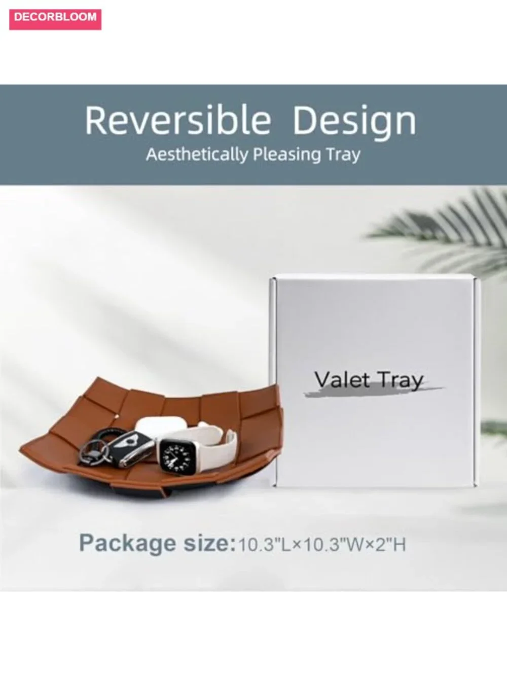PU Leather Valet Tray Key Holder Catchall for Men Entryway Nightstand Desk